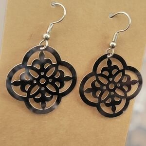 Reflective Stainless Steel Floral Earrings
